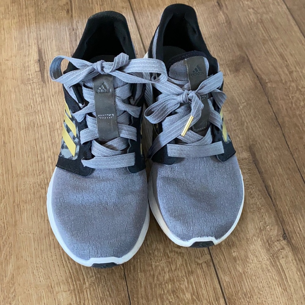 adidas Gray and Yellow Lace-Up Women's Athletic Sneakers